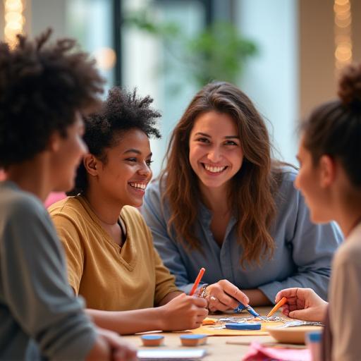 ワークショップで笑顔で交流する参加者たち